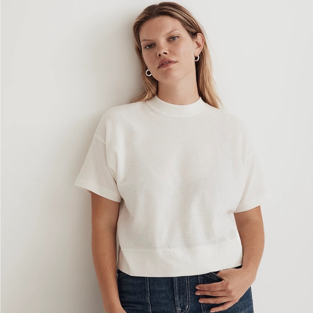 MADEWELL WAFFLE MOCKNECK TEE IN LIGHTHOUSE SIZE XL NWT